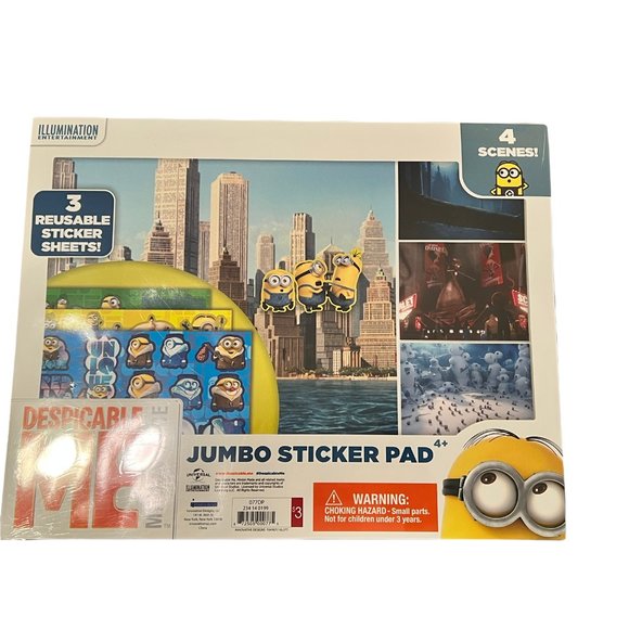 2 Despicable Me Minion Made JUMBO STICKER PADS 3 Reusable Sticker Sheets NEW - Picture 3 of 3